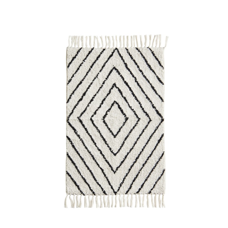 COTTON BATH MAT OFF WHITE BLACK - CAFE, SIDE TABLES COTTON BATH MAT OFF WHITE BLACK - CAFE, SIDE TABLES